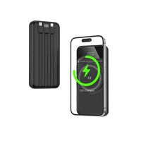 Batterie externe magnétique sans fil PD 22,5W 10000mAh avec charge rapide Mag Type-C et 4 câbles intégrés, logo personnalisé