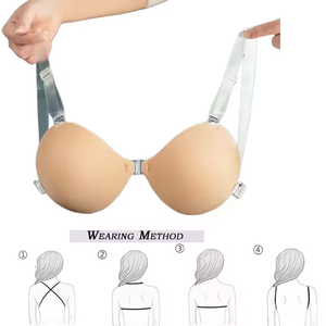 Bra Push-up Silikon Tiga Dimensi dengan Tali Transparan Seksi, Pakaian Dalam Tempel Tak Terlihat dengan Dekorasi Bordir dan Renda - Product Image 4