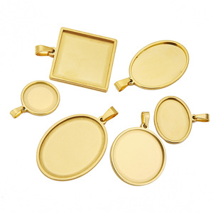 Bases de cabochons et de camées en acier inoxydable, rondes, vierges, pour la création de bijoux - Product Image 1