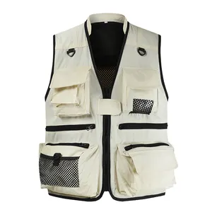 custom photo fishing vest sleeveless photographer work vests cotton cameraman mens vest with pockets