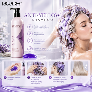Shampoo viola da 500 ml, toner per capelli biondi, shampoo anti-giallo, cura professionale dei capelli per capelli biondi, tinti, grigi, argentati, per uso in salone - Product Image 3