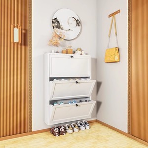 Armoire à chaussures en métal mince blanc pour la maison, hôtel, rangement d'entrée étroit autoportant, organisateur caché pour l'entrée et le salon - Product Image 3