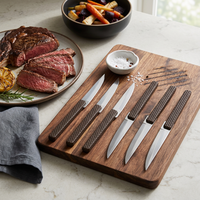 Couteau à steak en acier inoxydable personnalisé OEM, manche ABS antidérapant, vente en gros de couverts pour restaurants, en vrac