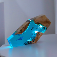 Lampe LED en résine époxy faite à la main veilleuse plongeur requin naufrage décoration de la maison Art ornement lampe de table