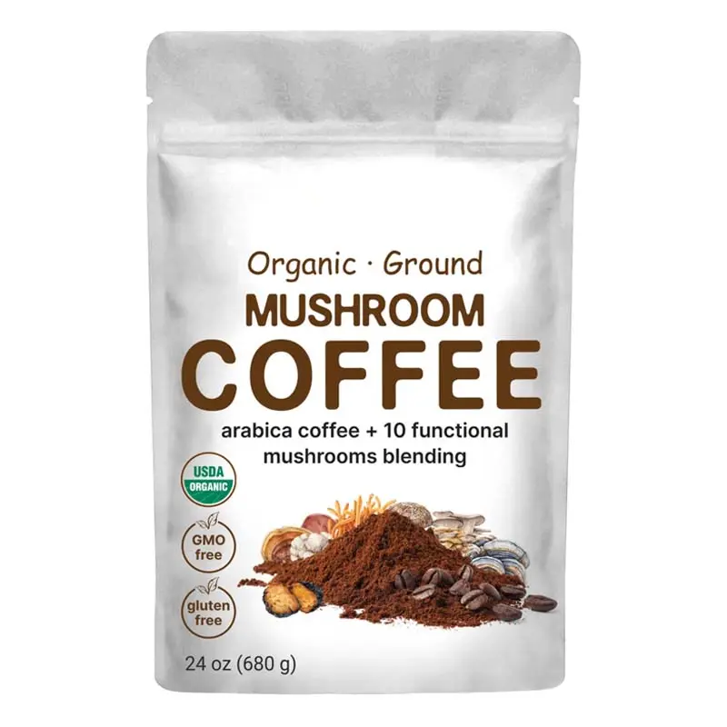Private Label Organic Mushroom Blend Coffee Powder Reishi Lions Mane Mushroom Coffee 10 Mushroom Coffee