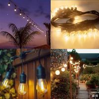 Guirlandes lumineuses étanches IP65 de 5 m avec ampoules LED pour décoration commerciale intérieure/extérieure, prise AC 110V/220V