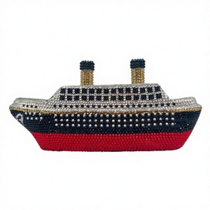 Bolso de Mano Elegante para Mujer, con Forro de PU, Metálico, con Cierre Magnético y Correa de Cadena, Modelo Diamond Ship - Product Image 3