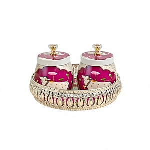 Pichwai Metal Handicraft <b>Tray</b> Steel Modern Lightweight Wedding Serving <b>Tray</b> <b>Dinner</b> Platter Handle for Hotel Restaurant Home - Product Image 1