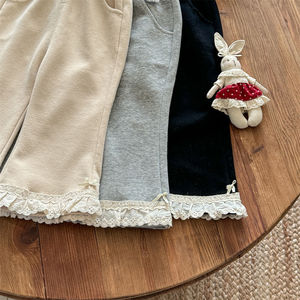 Tongxingyuan Girls Flare Pants Solid Color Cotton Knitted Autumn Wear Childrens Casual Long Pants - Product Image 2