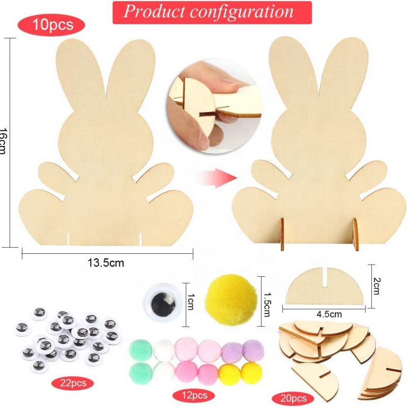 10กระต่ายตัวใหญ่ + 22ตา + 12 Pom-poms