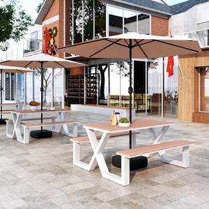 <span class=keywords><strong>Tavolo</strong></span> e Sedie Integrati per Esterni, Design Moderno in <span class=keywords><strong>Metallo</strong></span> con Cuscini Impermeabili per Cortili, Caffè e Aree Ricreative - Product Image 3