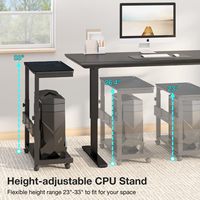 Height Adjustable Computer Tower Stand, 2-Tier Case CPU Holder Cart Under Desk Mobile PC Stand Laptop Standing Table Accessories