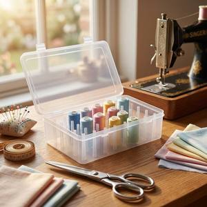 42 Spool Sewing Thread Organizer Box Clear Plastic Embroidery Floss <strong>Storage</strong> Case Wholesale Custom Logo OEM Craft Holder - Product Image 5