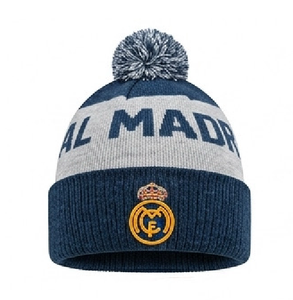 Gorro de Punto Acrílico Cálido con Logotipo Bordado del Equipo de Fútbol <span class=keywords><strong>Madrid</strong></span>, Gorro de Invierno Unisex para Deportes al Aire Libre, Gorro con Pompón para Fanáticos - Product Image 1