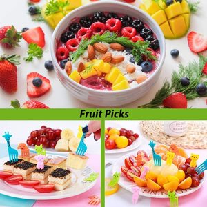 Mini juego de cortadores de frutas y verduras, tenedores de animales con forma de comida pequeña para niños, corte de galletas para hornear - Product Image 4
