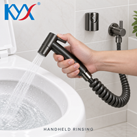 Ensemble de pulvérisateur de bidet portatif en acier inoxydable gris anthracite, pression réglable pour salle de bain et toilettes