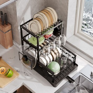Sea Shark Dish Rack Carbon Steel Multi-functional Countertop Draining Rack For Kitchen Storage - Product Image 3