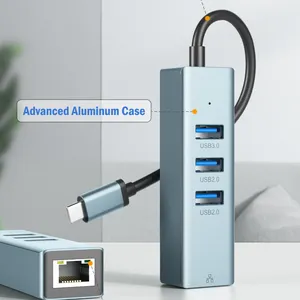 Lemorele USB C Hub Ethernet adaptörü 3 USB bağlantı noktaları RJ45 ağ bağlantısı MacBook Pro Chromebook için daha fazla