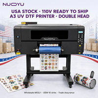 Nouvelle imprimante DTF UV A3 à double tête 110V/220V prête à être expédiée, machine à autocollants avec encre UV