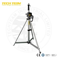 Support trépied DJ en acier et aluminium noir/argent de 4,2 m avec treuil pour charge de 80 kg, idéal pour éclairage d'événements, treillis et systèmes Line Array