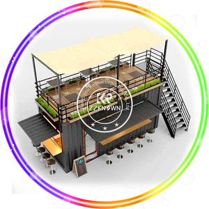 Contenedor Marítimo Modificado de Acero Inoxidable de 40 pies, Cafetería, Bar, Tienda de Café, Puerta de Vidrio de 20 pies, Casa Prefabricada de Estilo Moderno de Mediados de Siglo - Product Image 4