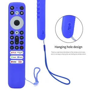 Casing sarung pengendali jarak jauh silikon, dengan tali penyandang Anti selip sarung Remote televisi semua termasuk untuk TCL RC902V FMR1 Remote suara