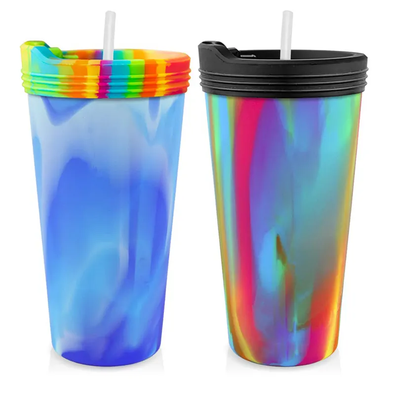 Taza de agua de silicona sin BPA, taza de café reutilizable irrompible, de silicona para vino, cerveza y café, 480ml