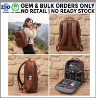Sac à dos pour appareil photo reflex numérique en similicuir végétalien, élégant et discret, de luxe discret, marque privée OEM ODM, fabricant en gros