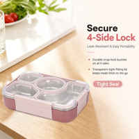 Boîte à lunch en acier inoxydable anti-fuite, hermétique, conteneur alimentaire bento, boîte de préparation de repas portable et mince pour étudiants et employés de bureau