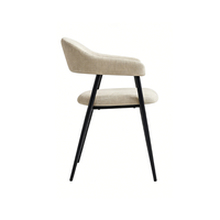 Chaise de salle à manger moderne en lin rembourrée, dossier incurvé, pieds en métal, pour salles à manger/salons, restaurants, cafés - Marque HUGE - Vente en gros usine