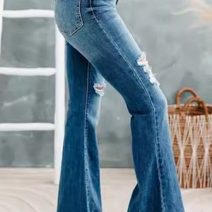 Jeans de Pierna Recta Personalizables OEM, Corte Ajustado, Estilo Vintage, Transpirables, Casuales, de Mezclilla, para Mujer - Product Image 6