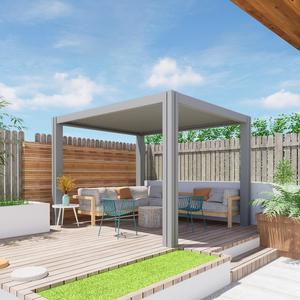 Pérgola de Aluminio con Recubrimiento en Polvo para Todo Clima, con Techo de Láminas y Pantalla, para Decoración de Cafeterías, Bistrós, Balcones y Jardines al Aire Libre - Product Image 1