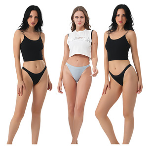 Braguitas de Bikini Sencillas, Finas y Sexys para Mujer, de Algodón Puro, Tejidas, Sin Costuras, para Uso Diario, Tallas XS a XXXL, Logotipo Alto, Sólidas, Suministro ODM - Product Image 3