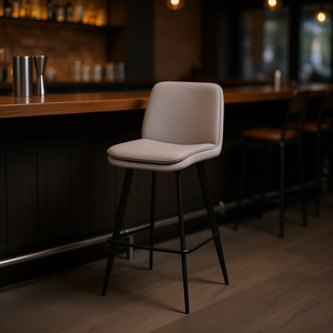 Sgabello da Bar Homeera HLR-20 con Telaio in Metallo Grigio e Schienale, Arredamento Moderno Contemporaneo per Bar - Product Image 2