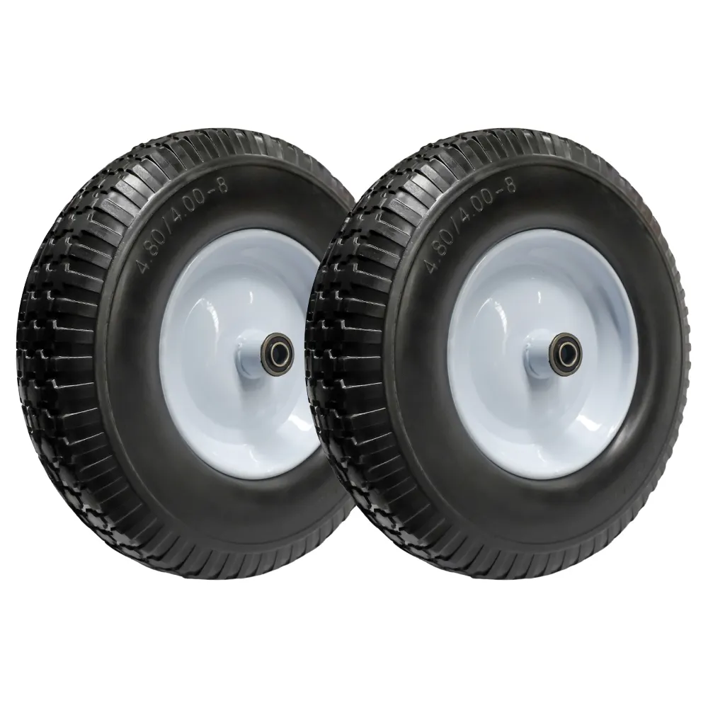 Wheelbarrow Tires 4.80/4.00-8 Universal Solid Wheels with 5/8"   3/4" Bearings for Wheelbarrows/Hand Truck/Garden Trailers/Cart