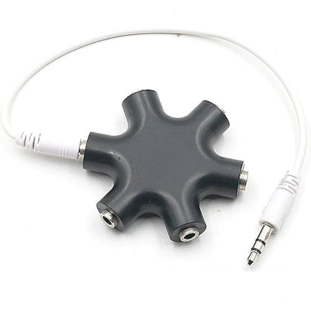 6 in 1 Earphone Splitter Adapter 3.5mm Audio Cable Splitter 6 Way Port Aux Earphone Headphone Splitter Adapter with Cable