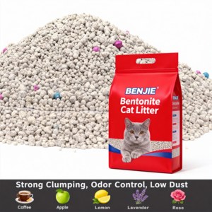 Litière pour chat Benjie Premium, sans poussière, agglomérante, à base de bentonite, contrôle des odeurs, absorption rapide, écologique, naturelle, sphérique, 5 kg/10 kg - Product Image 1