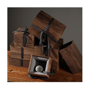 Custom size Wooden Gift Packing Boxes with ribbon and lining