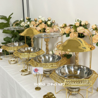 Juego de Platos para Buffet con Rejilla Hexagonal Dorada para Bodas y Fiestas, Platos de Lujo para Servir en Eventos de Gala y Catering