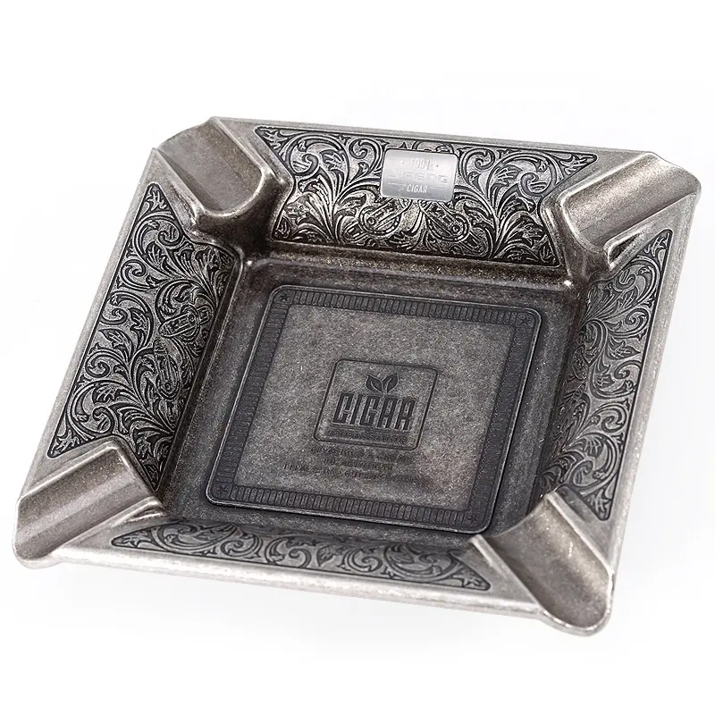 JIFENG 2004 metal material Zinc Alloy Traditional carving Non-slip rubber zhejiang wenzhou manufacturer four slots ashtray