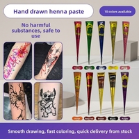 Kit de tatouage temporaire au henné personnalisable, peint à la main, avec pochoir en papier Xuan noir et pigments colorés vibrants pour adultes