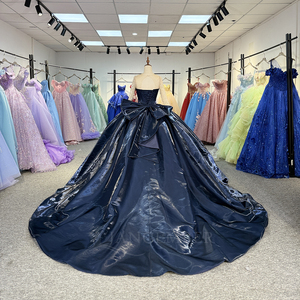Robe de Quinceañera élégante bleu nuit Dy6913, robe de bal ornée de perles, dos corset, avec corsage en satin Jancember - Product Image 6