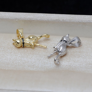 จี้เงินแท้ S925 รูปทรงยางรถยนต์ สำหรับทำจี้รูปแมว พร้อมไข่มุก 9-12 เม็ด อุปกรณ์ DIY ถาดเปล่า กึ่งสำเร็จรูป 3906 ชุบสำเร็จรูป - Product Image 2