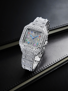 Reloj Deportivo y de Negocios de Lujo para Mujer, con Cierre de Mariposa de Acero Inoxidable, Esfera de Cristal, Pantalla con Indicadores y Diamantes - Product Image 6