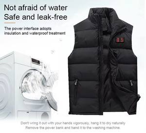 Men's Casual V-Neck Winter <strong>Gilet</strong> 9 Heating Zones USB <strong>Rechargeable</strong> Battery <strong>Heated</strong> Vest Zipper Windproof Breathable Waterproof - Product Image 4