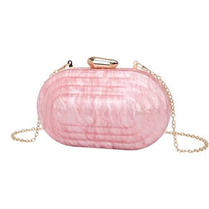 Women Elegant Oval Marbling Acrylic Wedding Clutch <b>Purse</b> Metal Chain Evening Handbag for Dinner Night Out Bar - Product Image 2