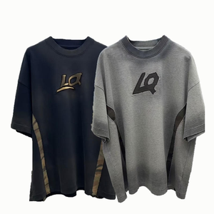 <span class=keywords><strong>T</strong></span>-shirt Homme Rétro Délavé Personnalisé Effet Vieilli Couleur Dégradée Manches Courtes Marque Tendance Hip-Hop - Product Image 1
