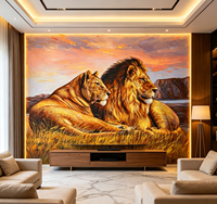 Papier peint mural personnalisé, motif animal africain lion, papier peint vintage pour salon, chambre à coucher, décoration murale intérieure commerciale