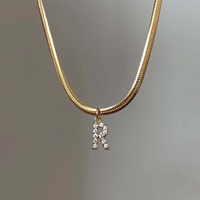 Collier et bracelet avec breloques en acier inoxydable plaqué or PVD, collection initiale de l'alphabet de A à Z, pour la création de bijoux