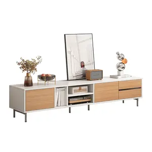 Meuble de salon en bois blanc OEM, meuble TV moderne avec rangement ouvert